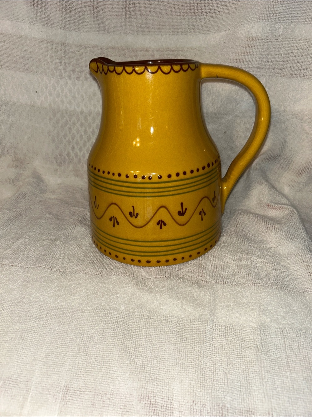Bobby flay Yellow Ceramic Pitcher Jug with Decorative Trim
